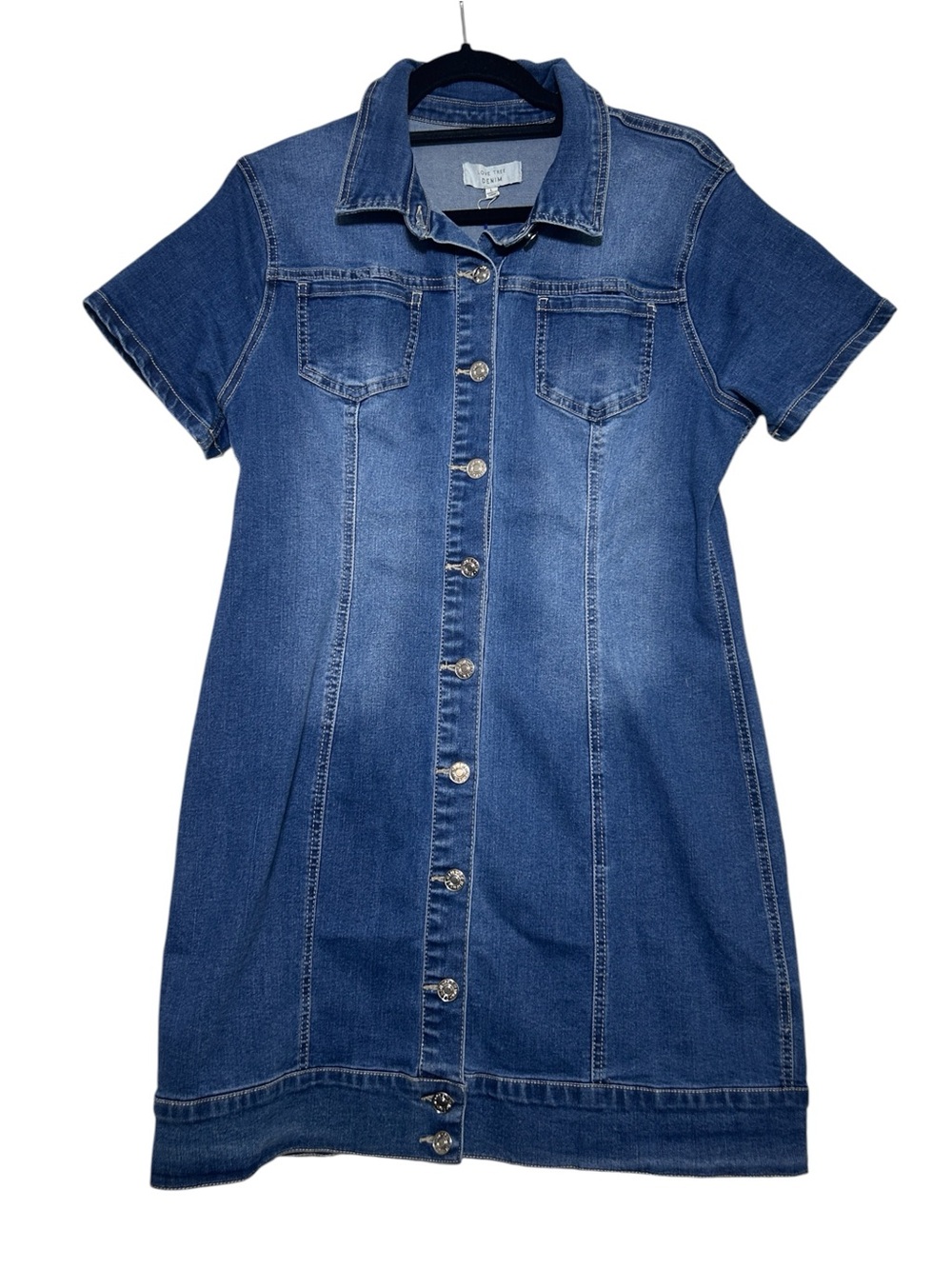 Denim Button-Front Women’s Dress - Blue